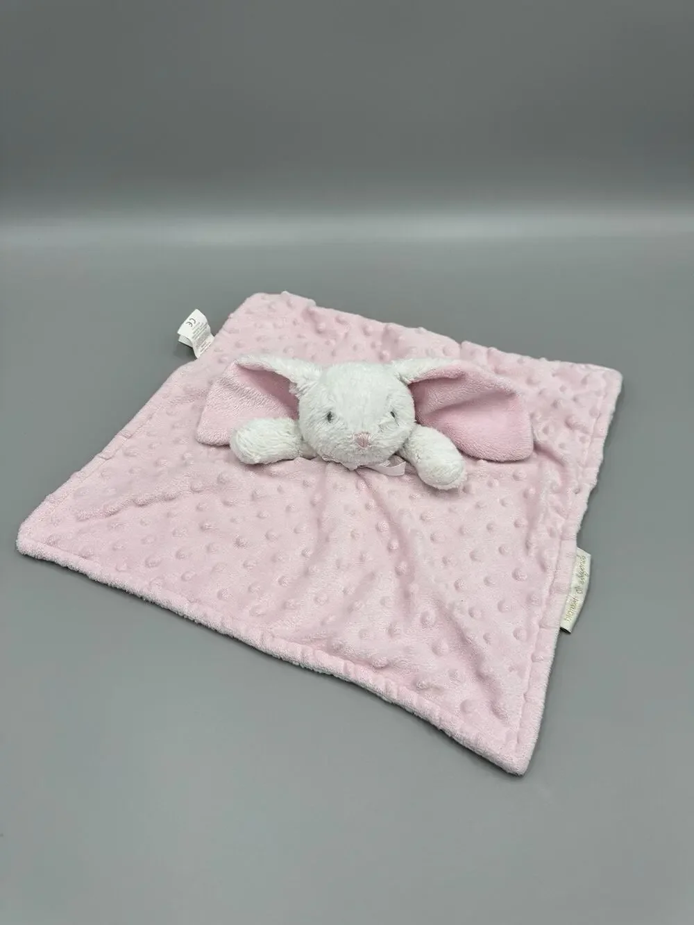 Blankets‎ & Beyond White Bunny Rabbit Lovey Plush Pink Baby Security Blanket